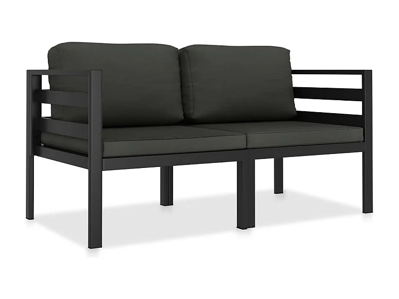 Salon de jardin 2 pcs avec coussins Aluminium Anthracite
