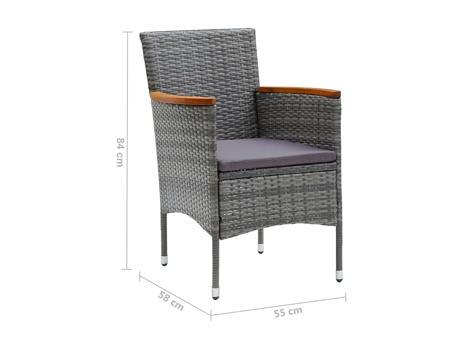 Ensemble à manger de jardin 7 pcs Gris