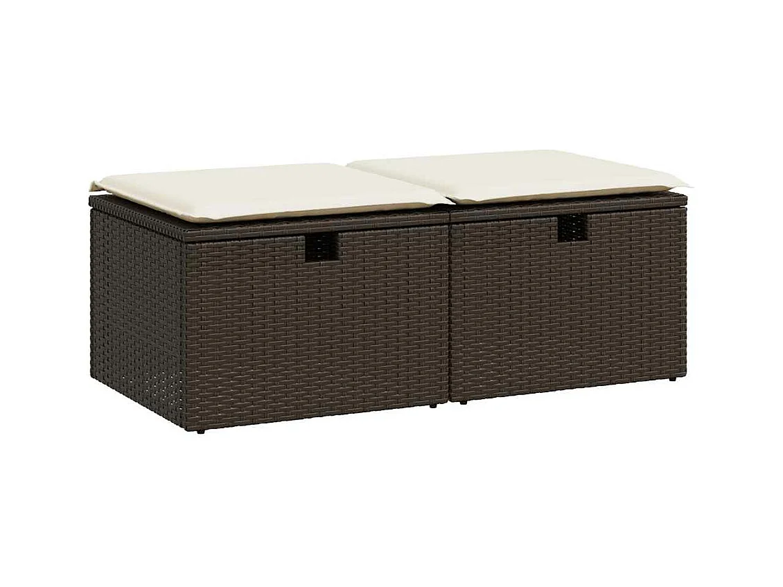 2-delige Loungeset met kussens poly rattan acacia bruin