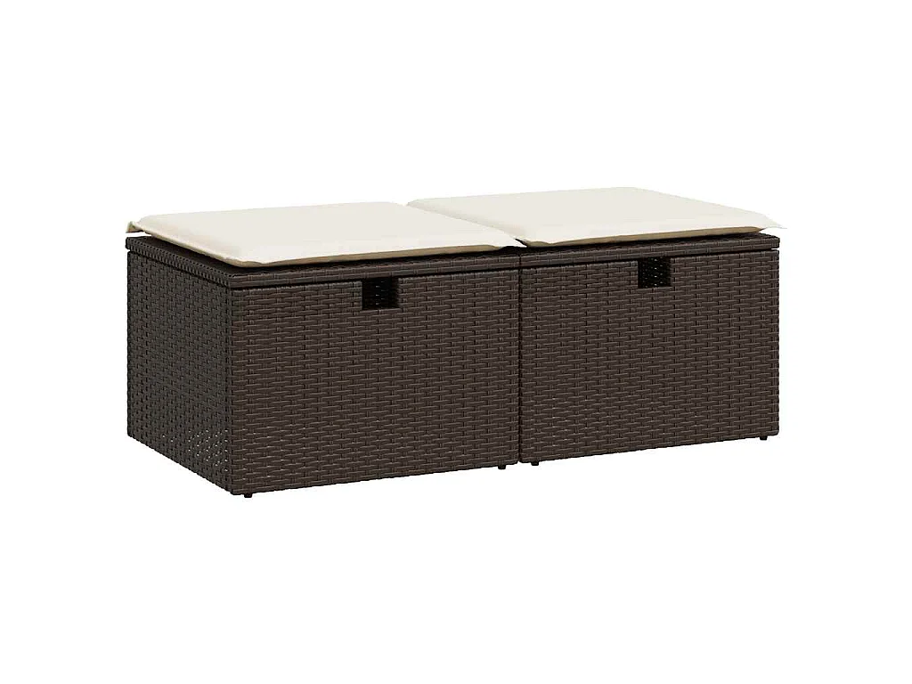 Set sofás jardín y cojines 2 pzas ratán sintético acacia marrón