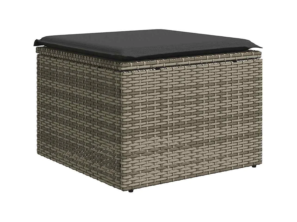 Salon de jardin avec coussins 7 pcs gris clair résine tressée