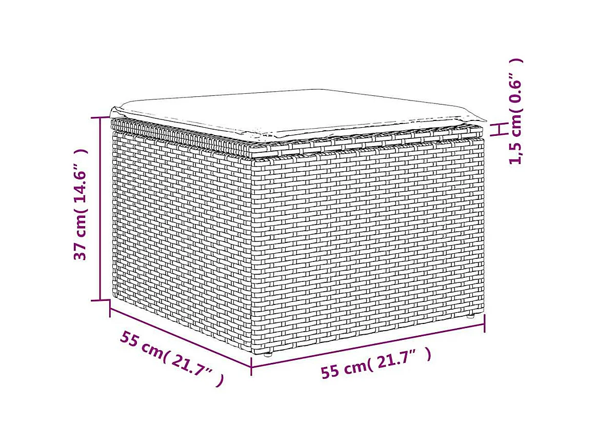 Salon de jardin avec coussins 7 pcs gris clair résine tressée