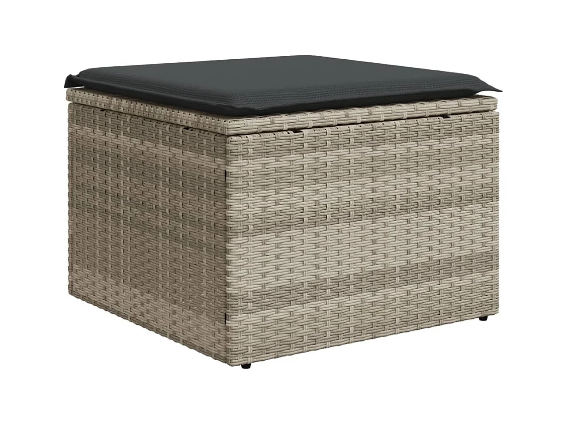 7-tlg. Garten-Sofagarnitur mit Kissen Hellgrau Poly Rattan