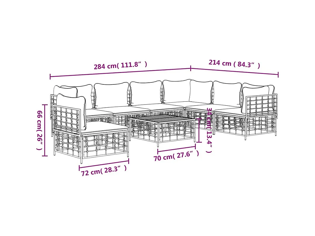 8-delige Loungeset met kussens poly rattan antracietkleurig