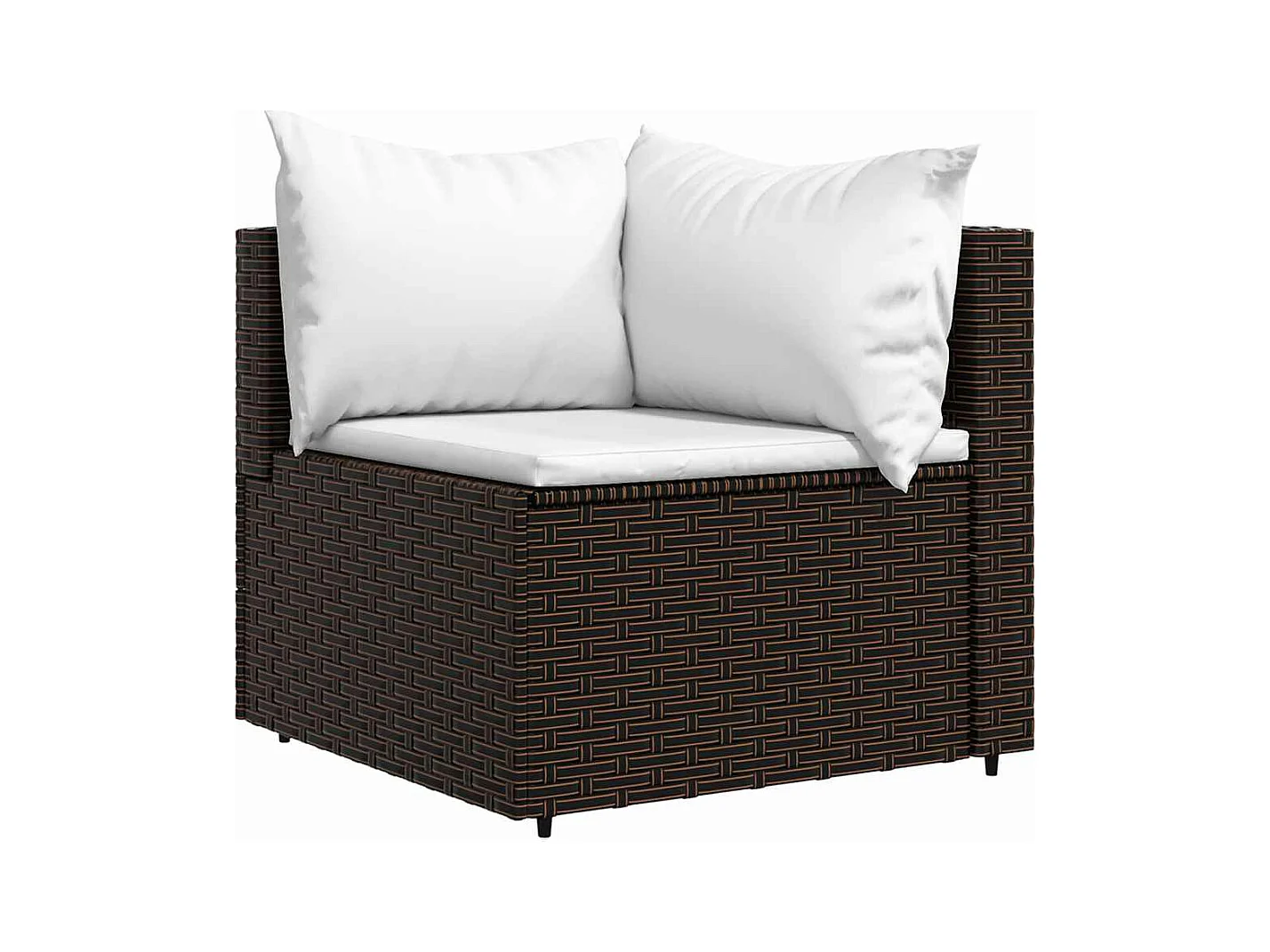 Salon de jardin 3 pcs avec coussins marron résine tressée