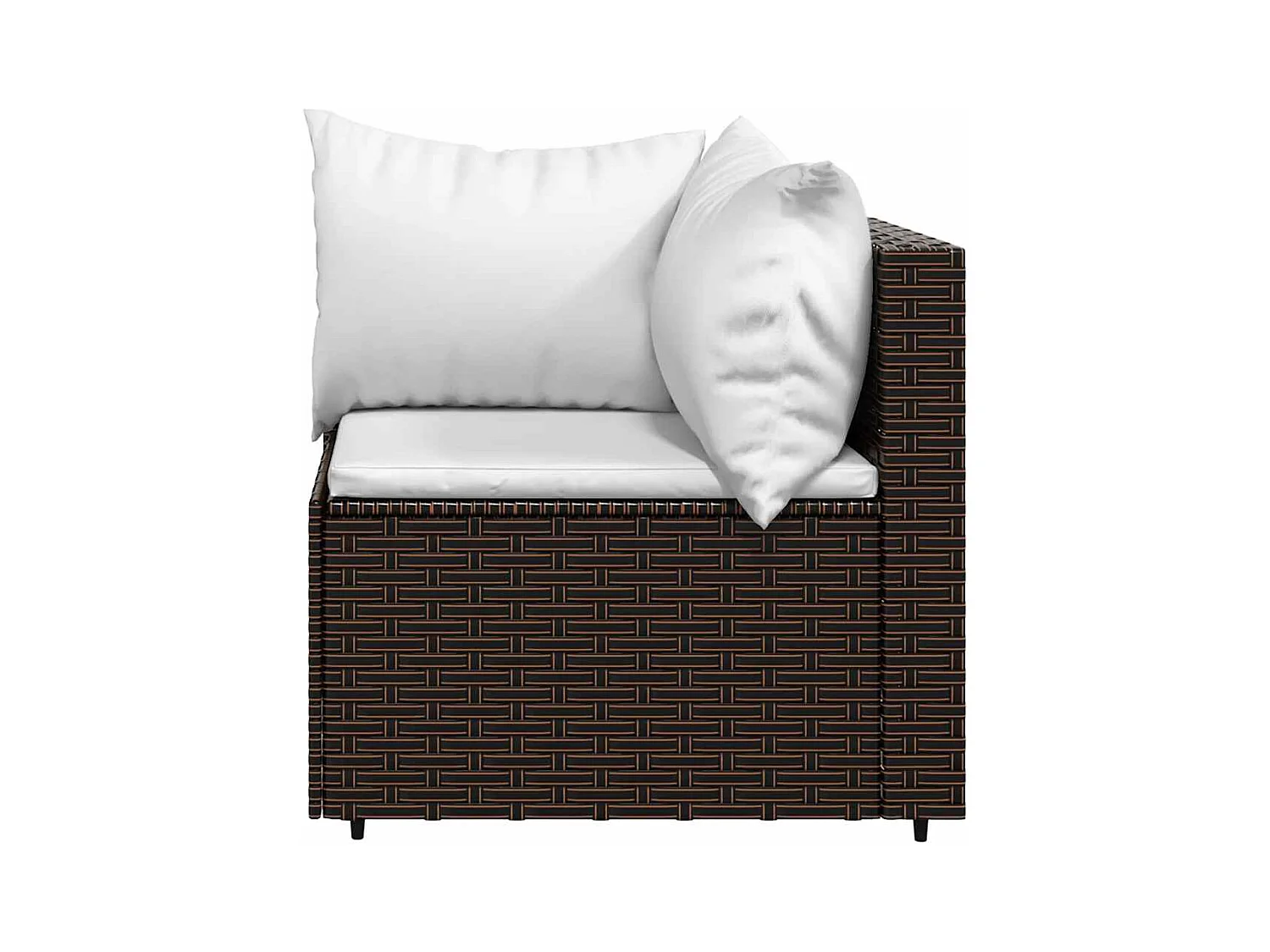 Salon de jardin 3 pcs avec coussins marron résine tressée