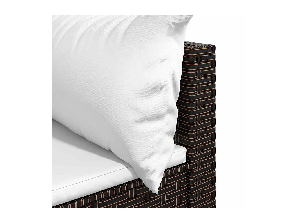 Salon de jardin 3 pcs avec coussins marron résine tressée