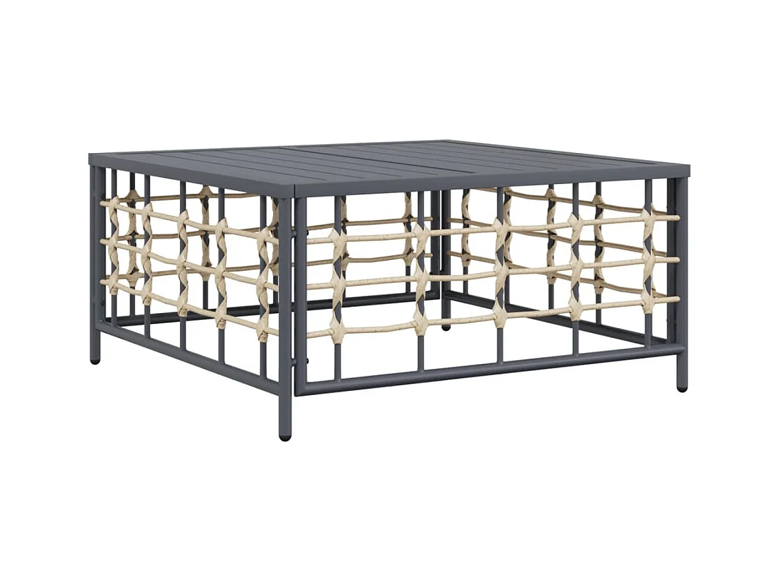 7-delige Loungeset met kussens poly rattan antracietkleurig