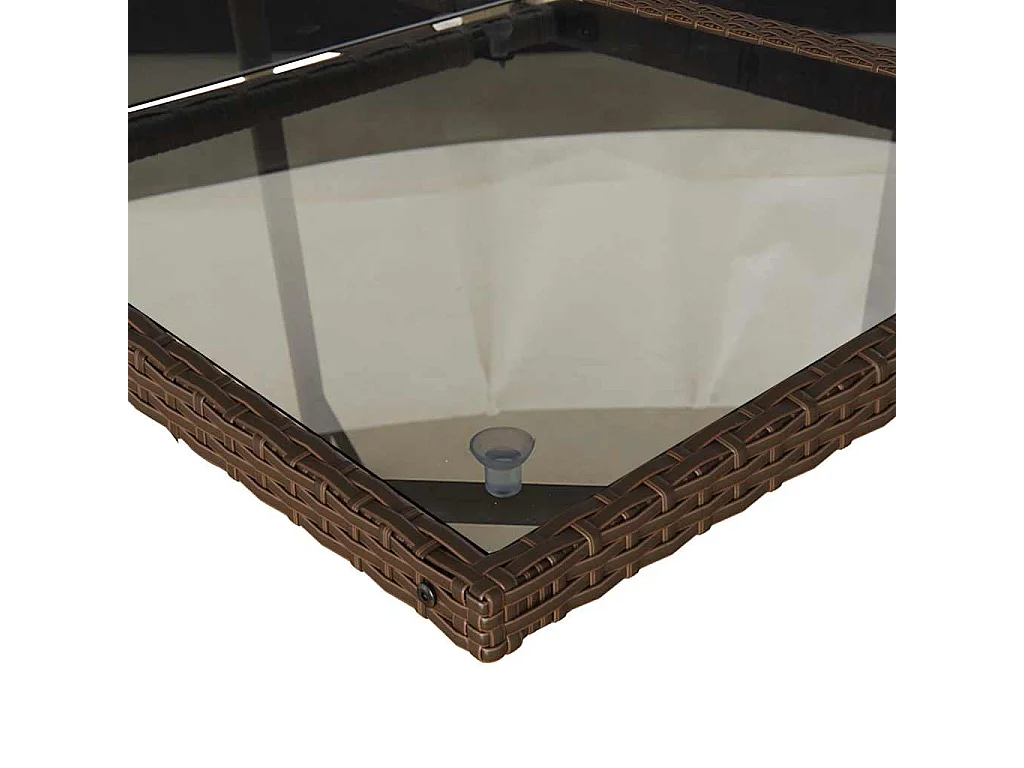 9 pcs conjunto jantar p/ jardim c/ almofadões vime PE castanho