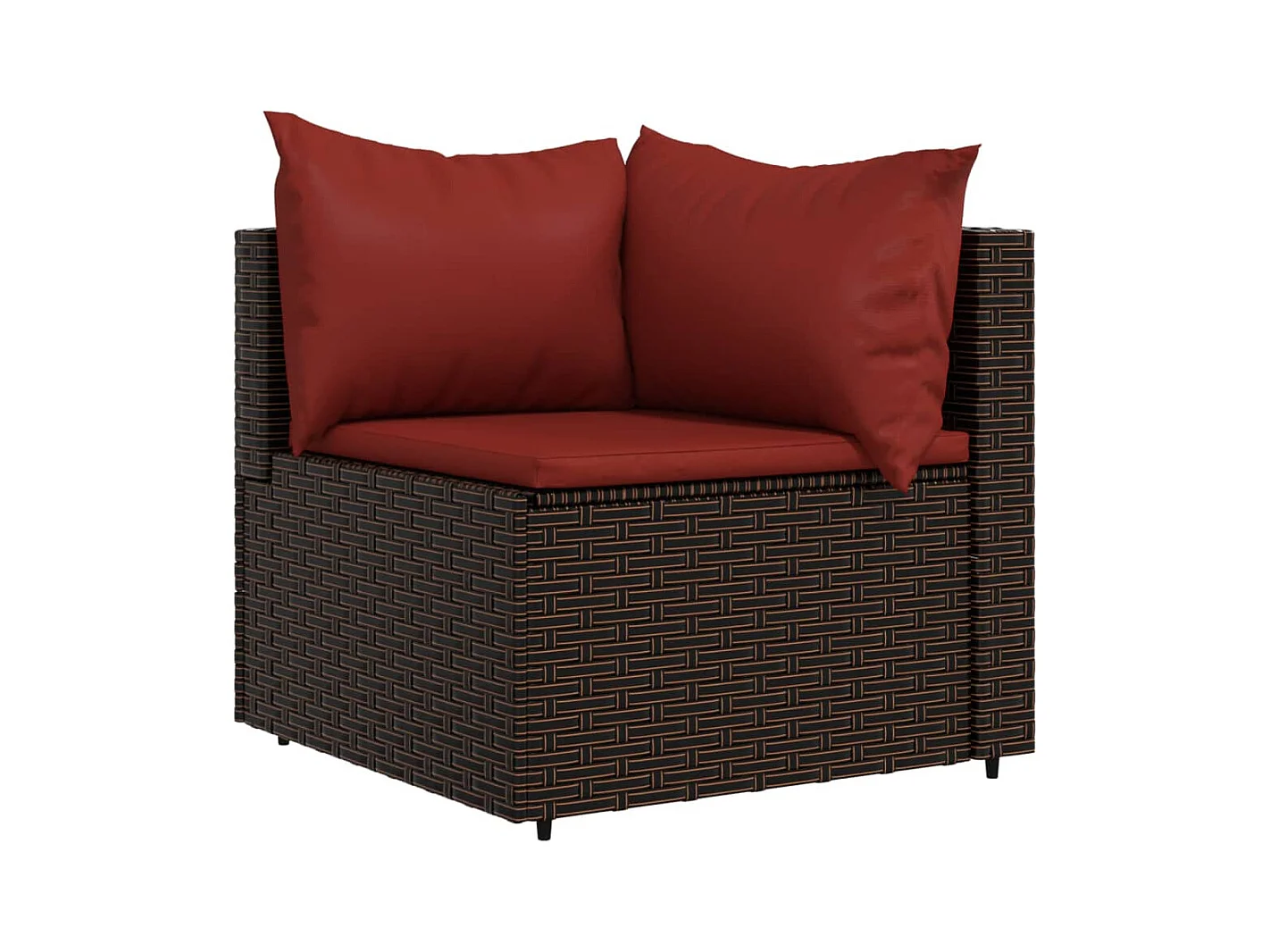 Salon de jardin 3 pcs avec coussins marron résine tressée