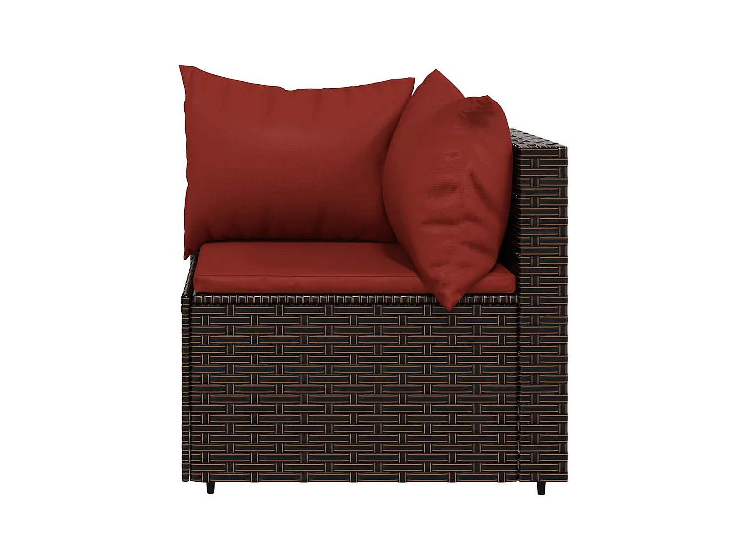 Salon de jardin 3 pcs avec coussins marron résine tressée