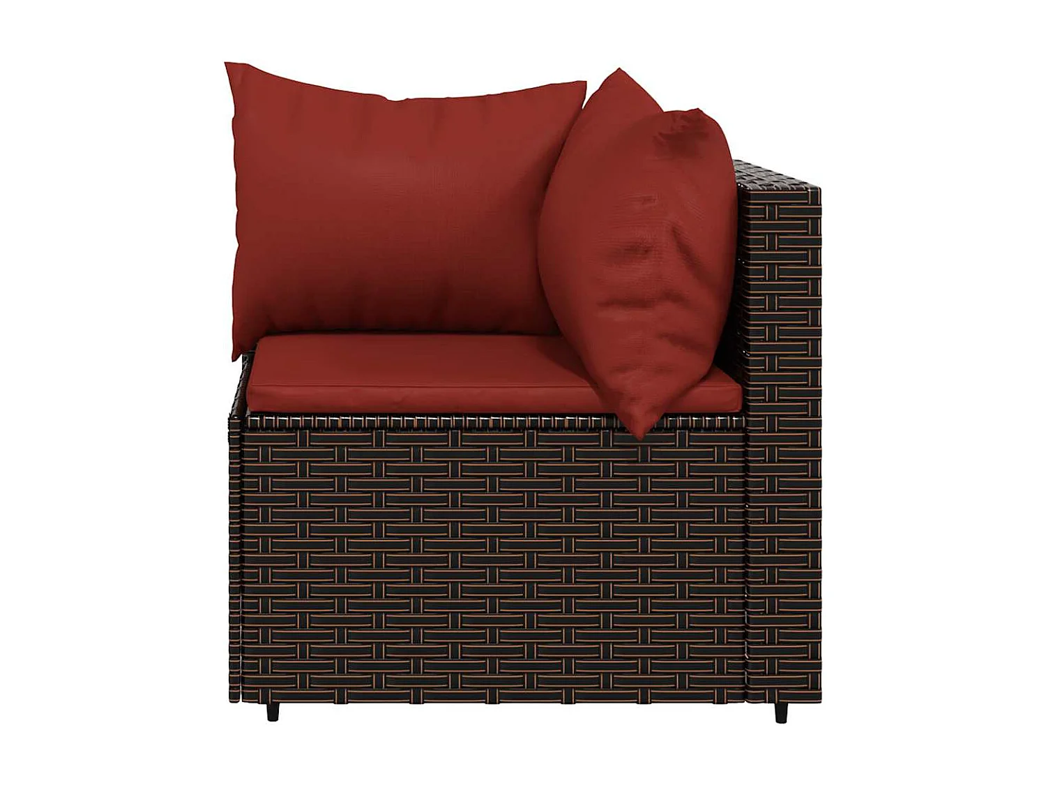 Salon de jardin 3 pcs avec coussins marron résine tressée