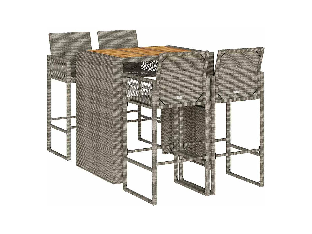 Ensemble de bar de jardin 5 pcs sans coussins gris poly rotin