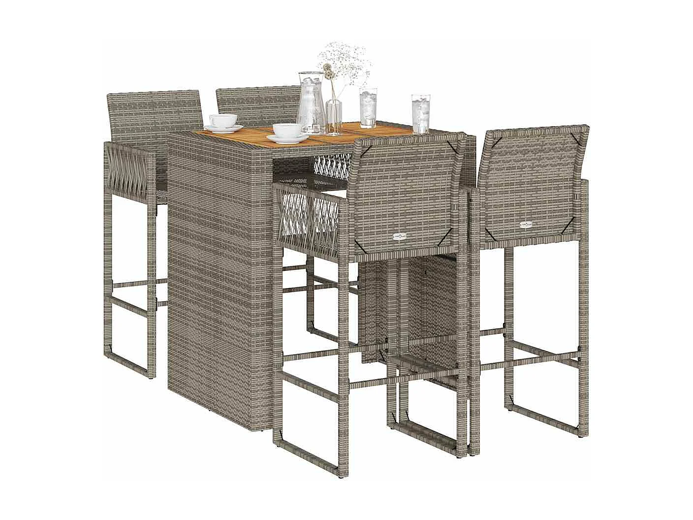 Ensemble de bar de jardin 5 pcs sans coussins gris poly rotin