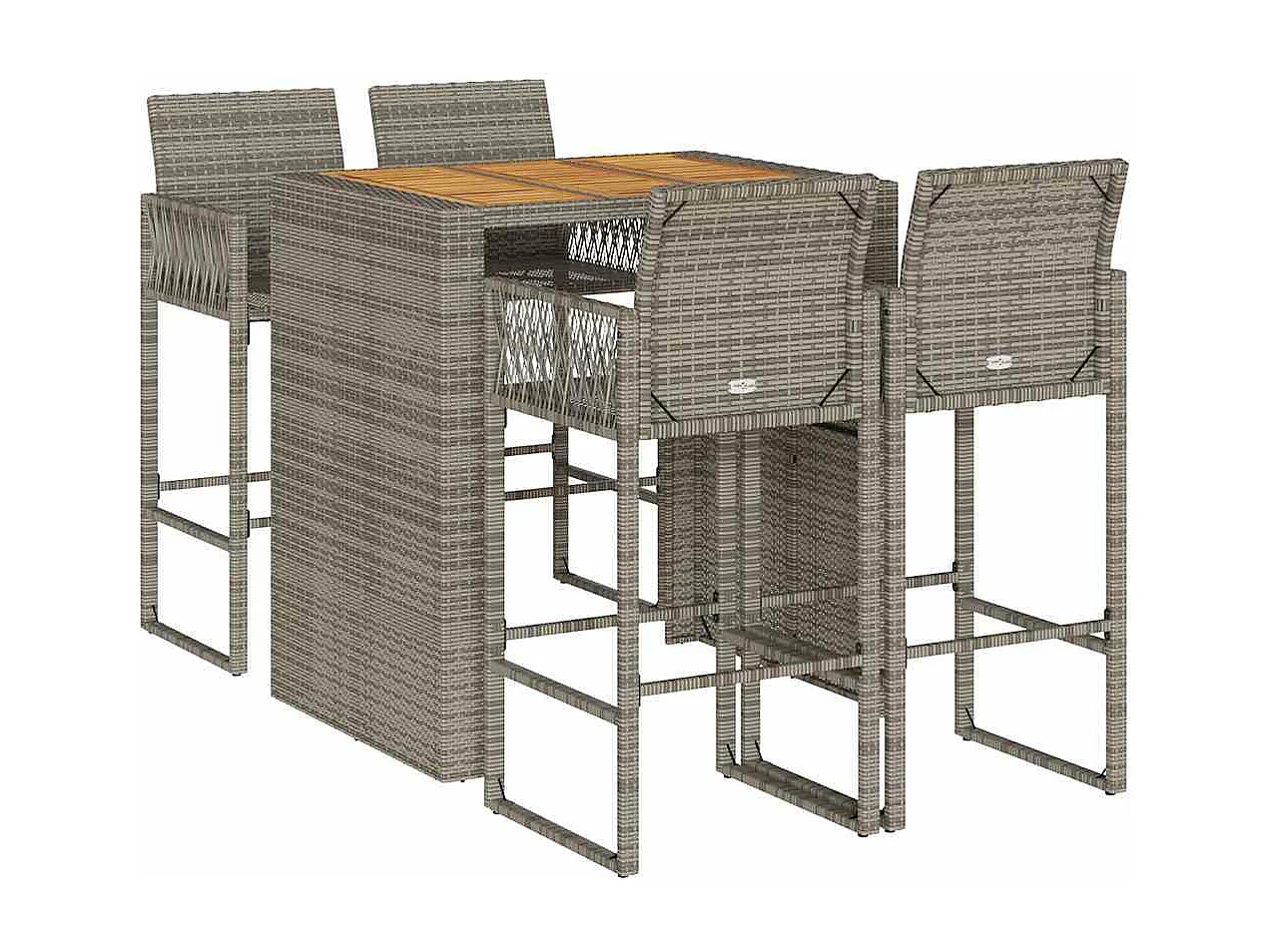 Ensemble de bar de jardin 5 pcs sans coussins gris poly rotin