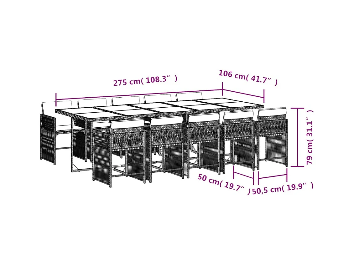 11-tlg. Garten-Essgruppe mit Kissen Beige Poly Rattan