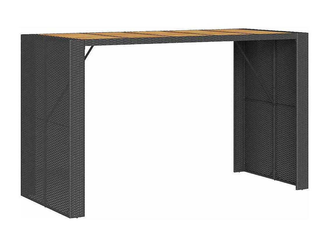 5-tlg. Gartenbar-Set ohne Kissen Schwarz Poly Rattan Akazie