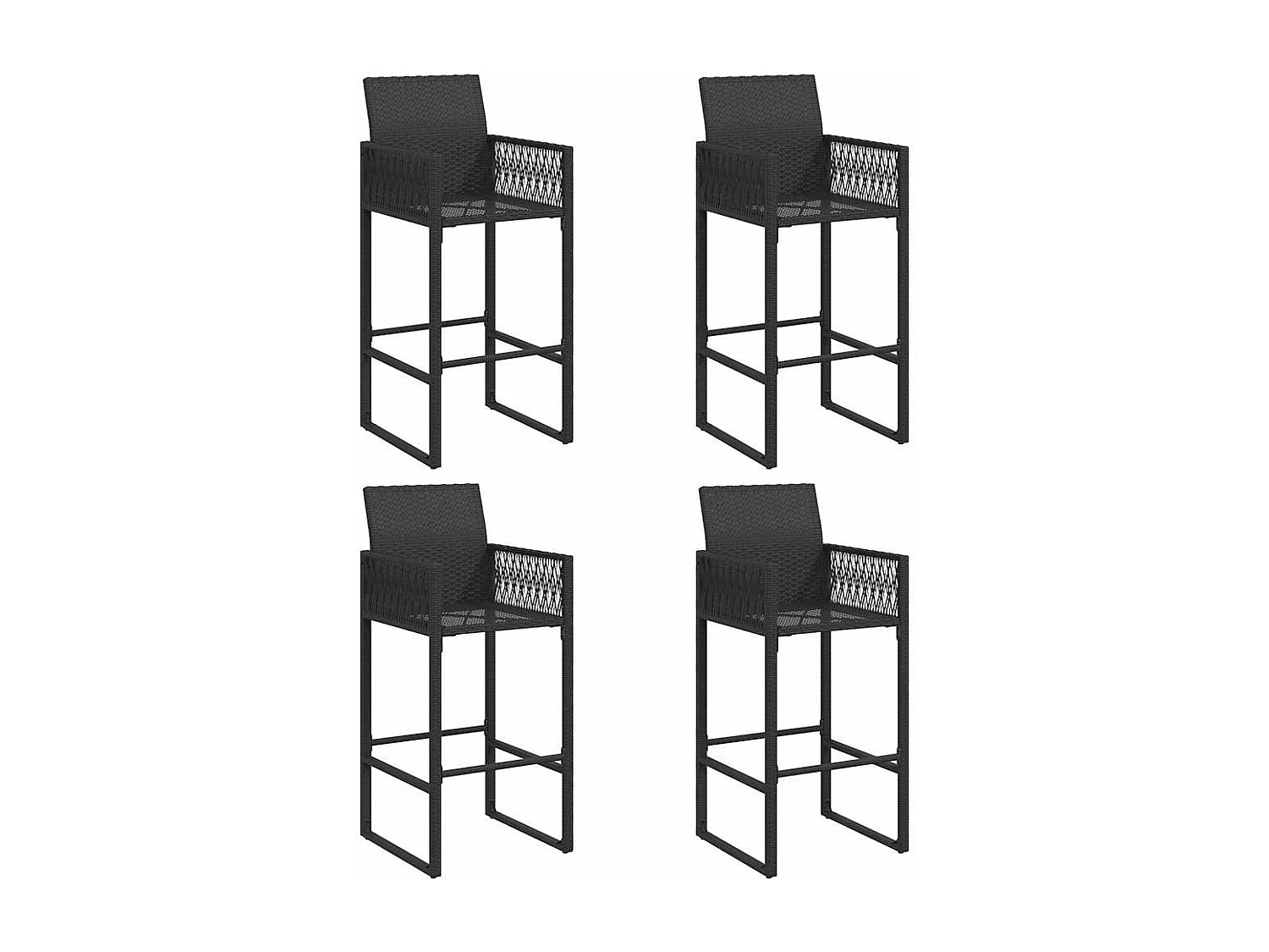 5-tlg. Gartenbar-Set ohne Kissen Schwarz Poly Rattan Akazie