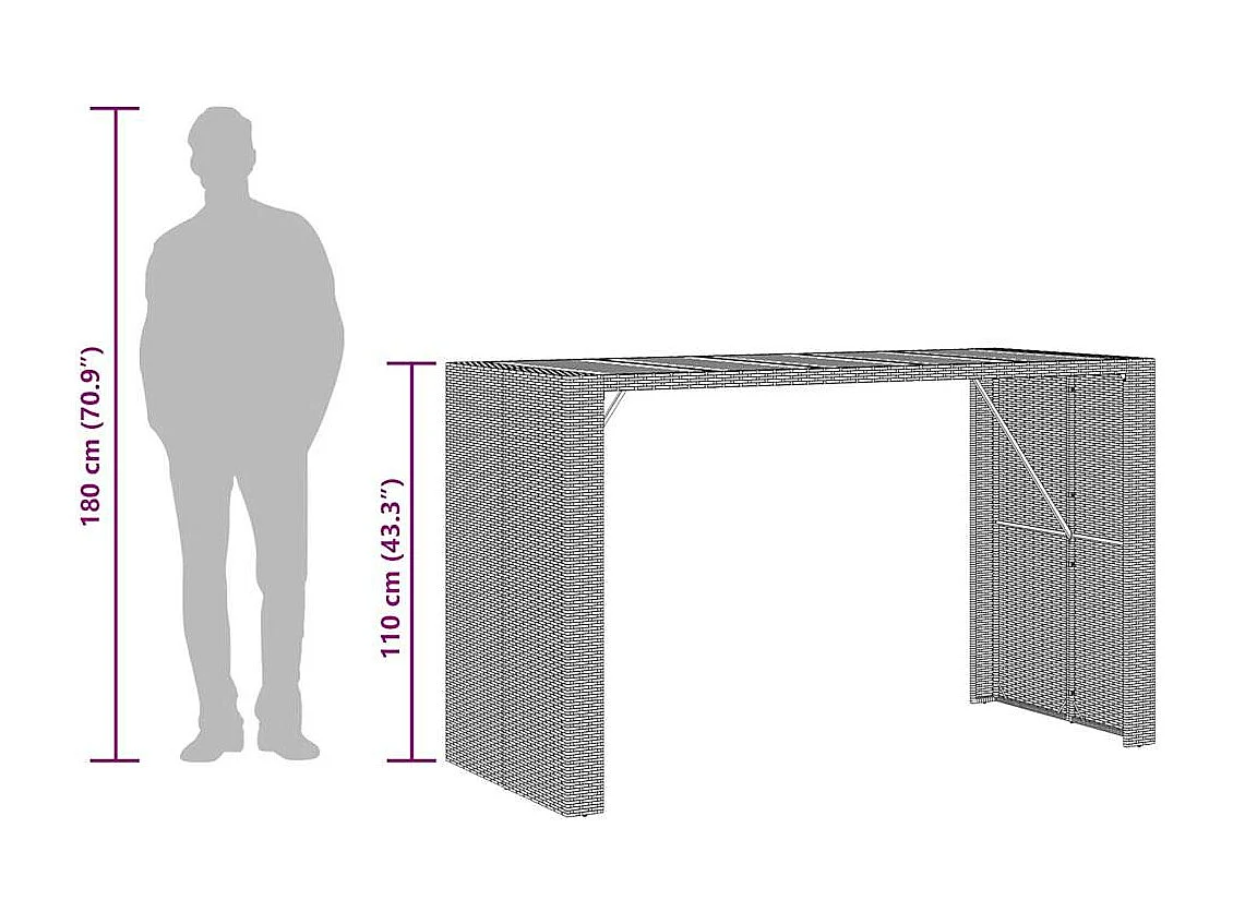 5-tlg. Gartenbar-Set ohne Kissen Schwarz Poly Rattan Akazie