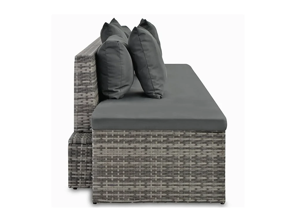 Salon de jardin 4 pcs avec coussins Résine tressée Gris