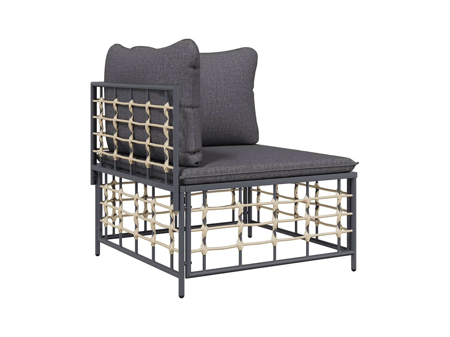 7-tlg. Garten-Lounge-Set mit Kissen Anthrazit Poly Rattan