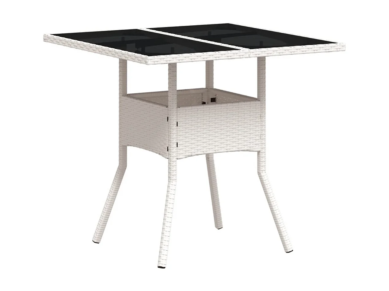 5 pcs conjunto jantar jardim c/ almofadões vime PE/vidro branco