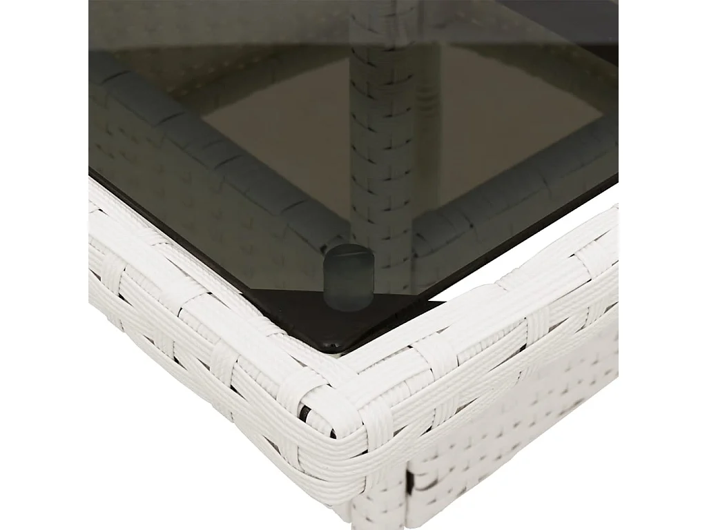 5 pcs conjunto jantar jardim c/ almofadões vime PE/vidro branco