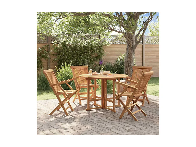 5-tlg. Garten-Essgruppe Klappbar Massivholz Teak