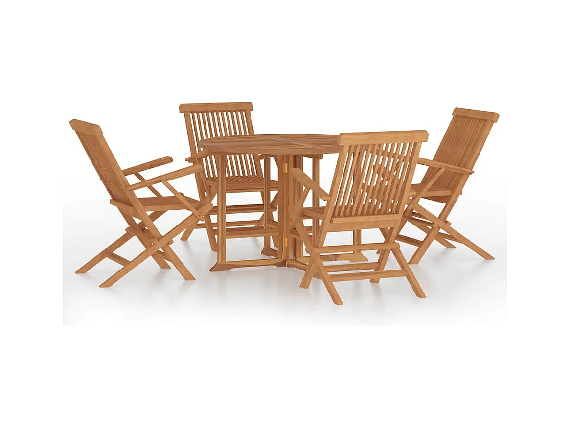 Ensemble à dîner d'extérieur pliable 5 pcs Bois solide de teck