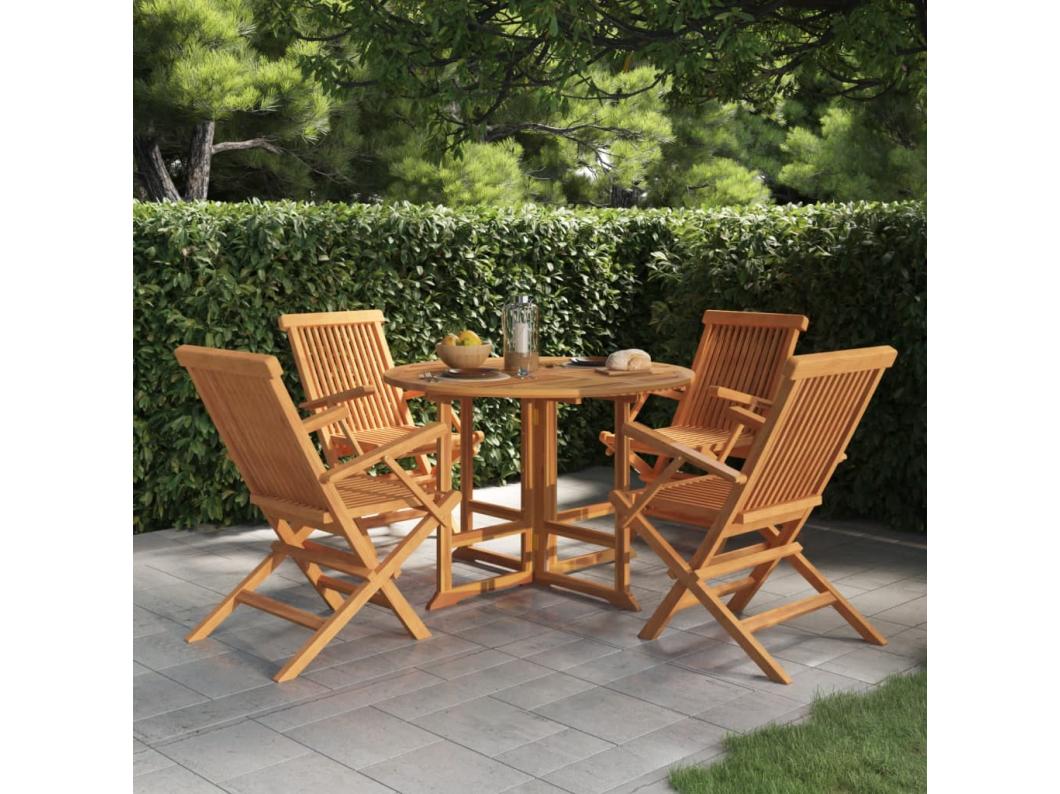 5-tlg. Garten-Essgruppe Klappbar Massivholz Teak