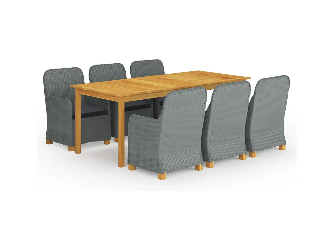 Ensemble à manger de jardin 9 pcs Gris clair