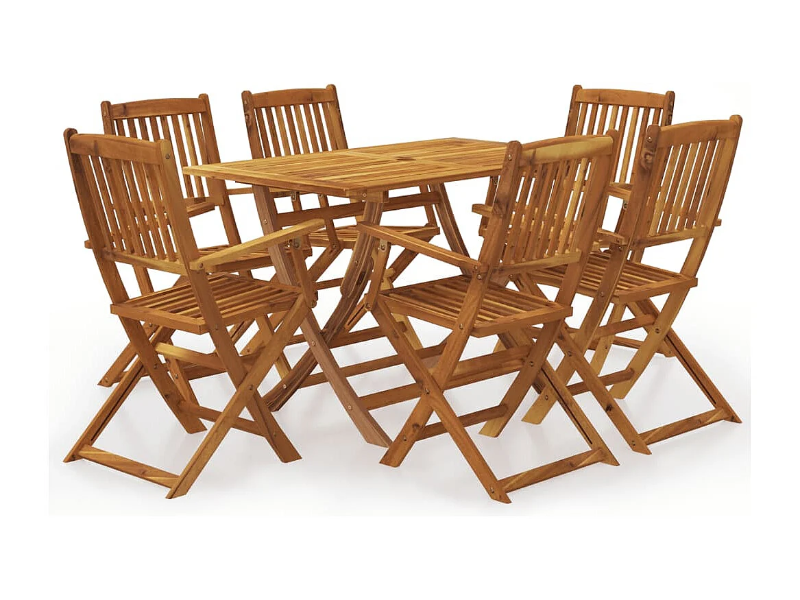 Ensemble à manger de jardin pliable 7 pcs bois d'acacia solide