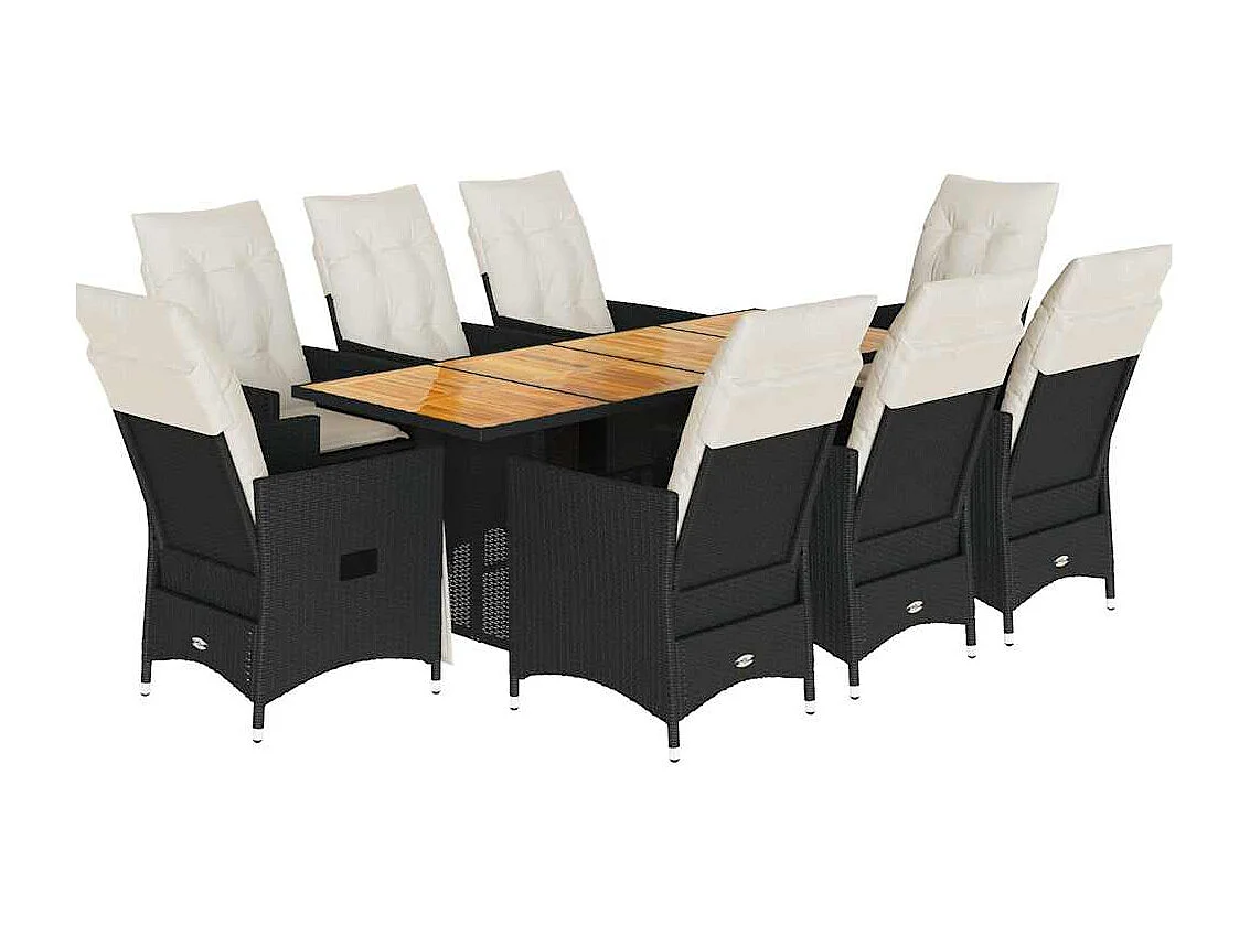 9-delige Tuinset poly rattan zwart