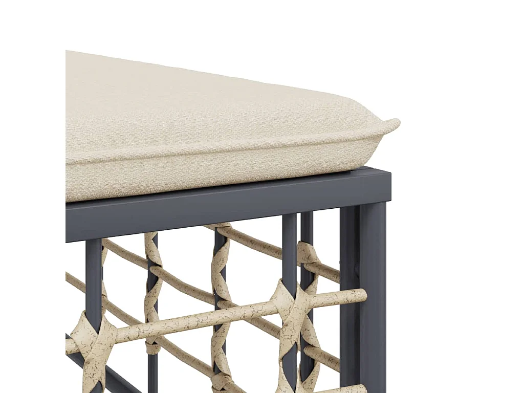 4-delige Loungeset met kussens poly rattan antracietkleurig