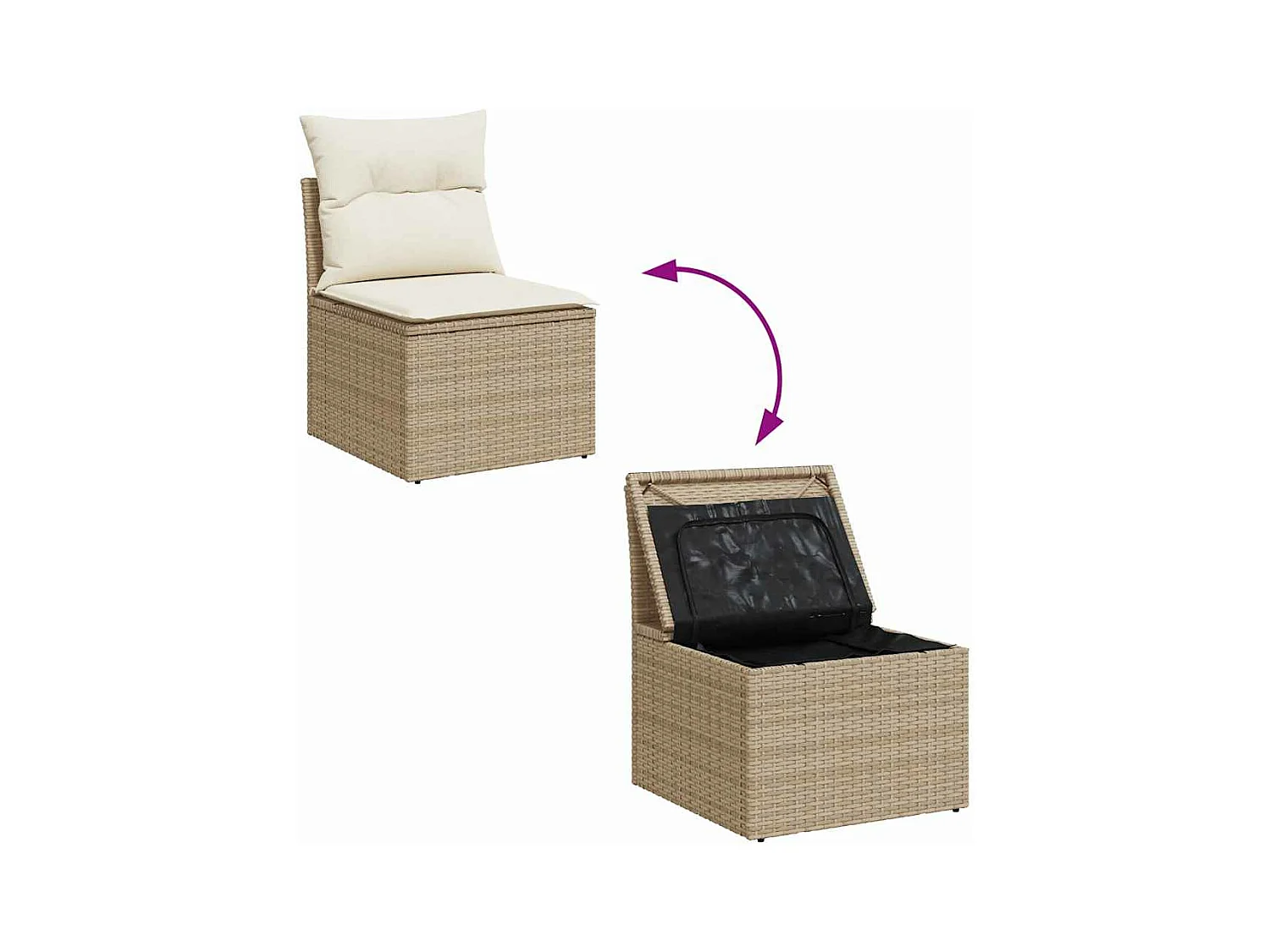 5-delige Loungeset met kussens poly rattan beige