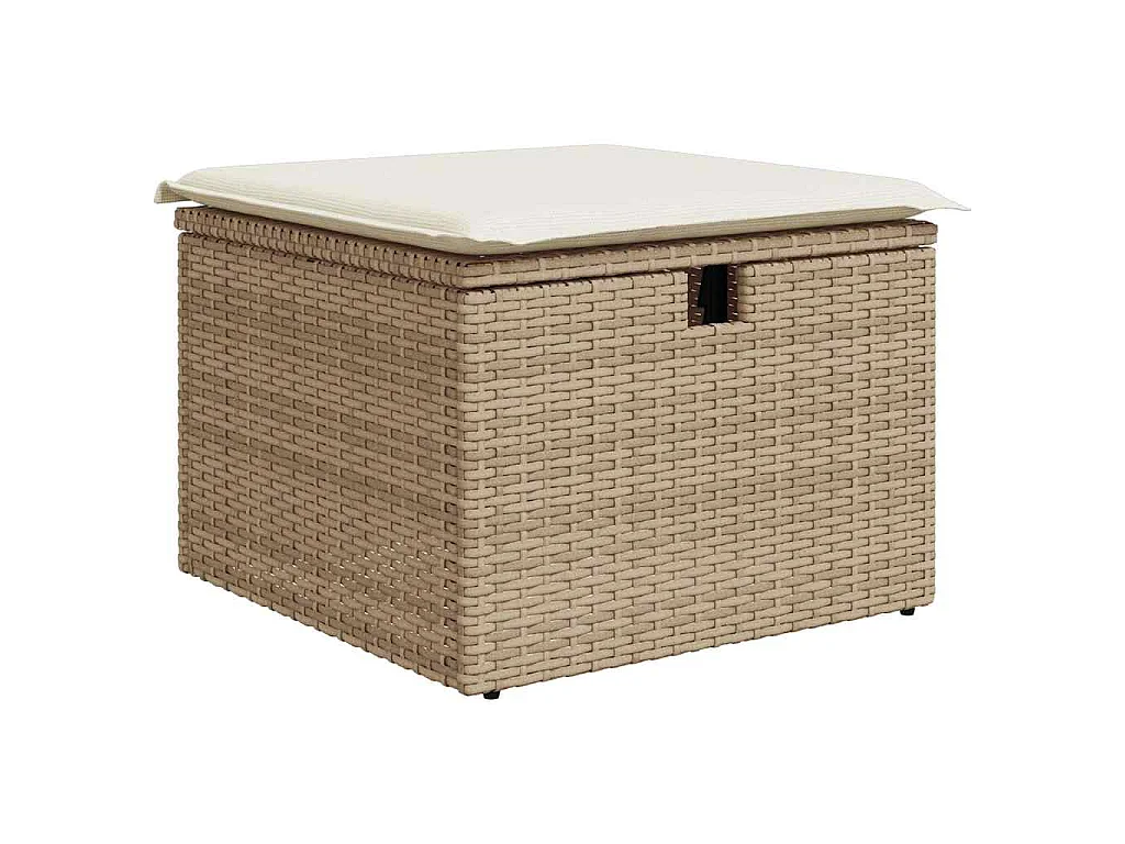 5-delige Loungeset met kussens poly rattan beige