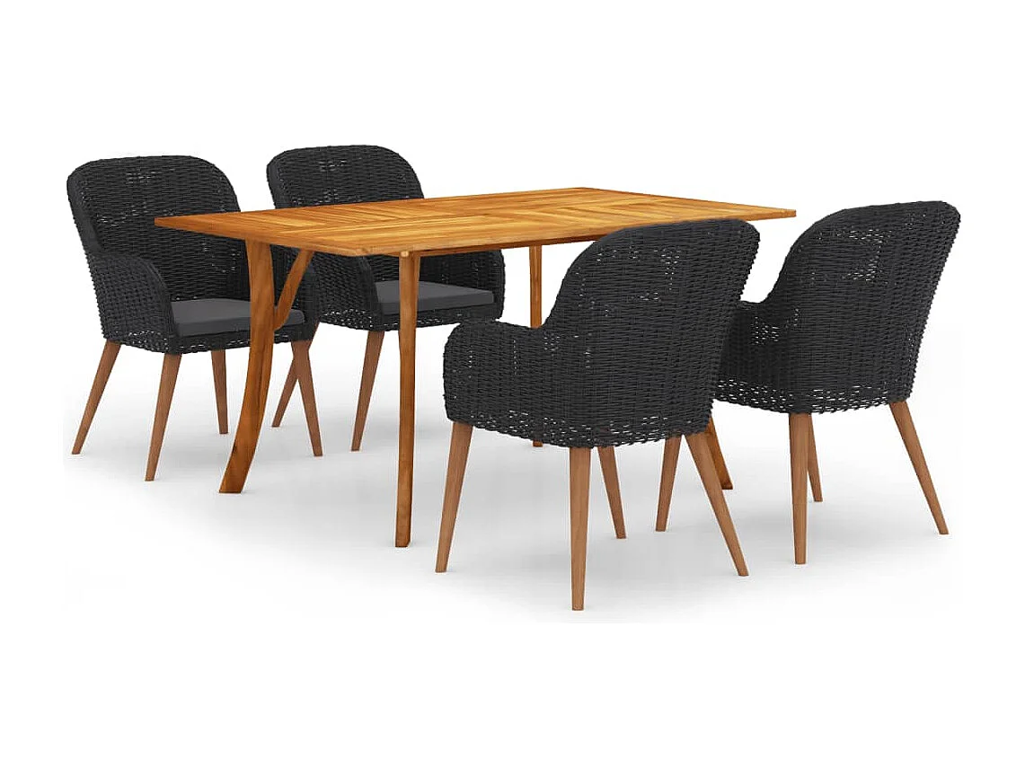 Set Mobili da Pranzo per Giardino 5 pz Nero