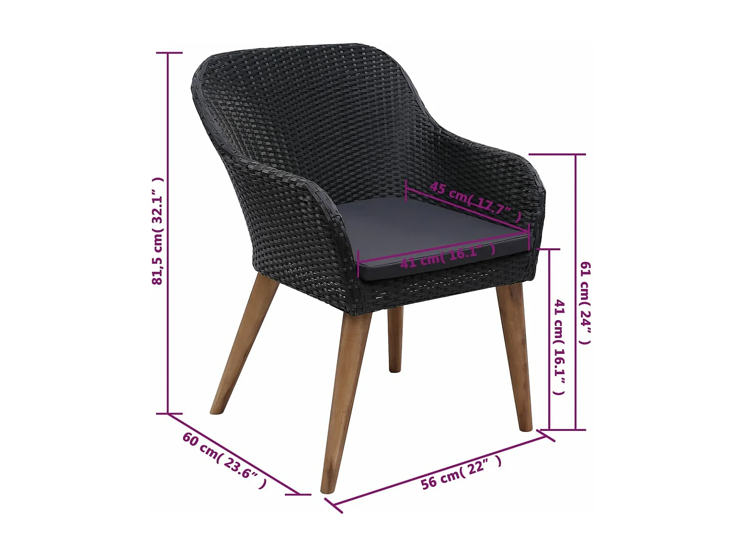 Set Mobili da Pranzo per Giardino 5 pz Nero