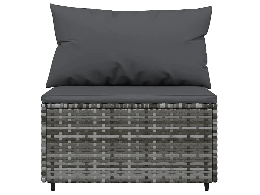 3-tlg. Garten-Lounge-Set mit Kissen Grau Poly Rattan