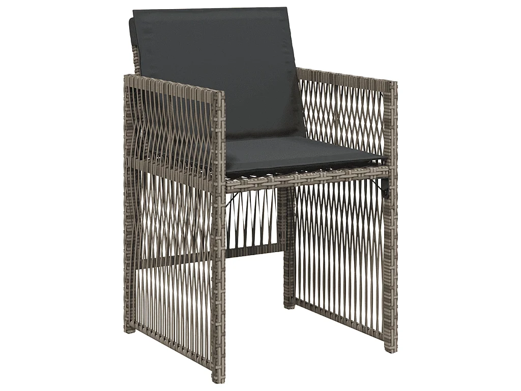 Set da Pranzo da Giardino 11pz con Cuscini in Polyrattan Grigio