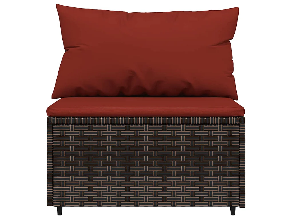 Set Mobili da Giardino 3 pz con Cuscini in Polyrattan Marrone