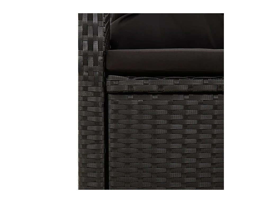 9-tlg. Garten-Essgruppe mit Kissen Schwarz Poly Rattan