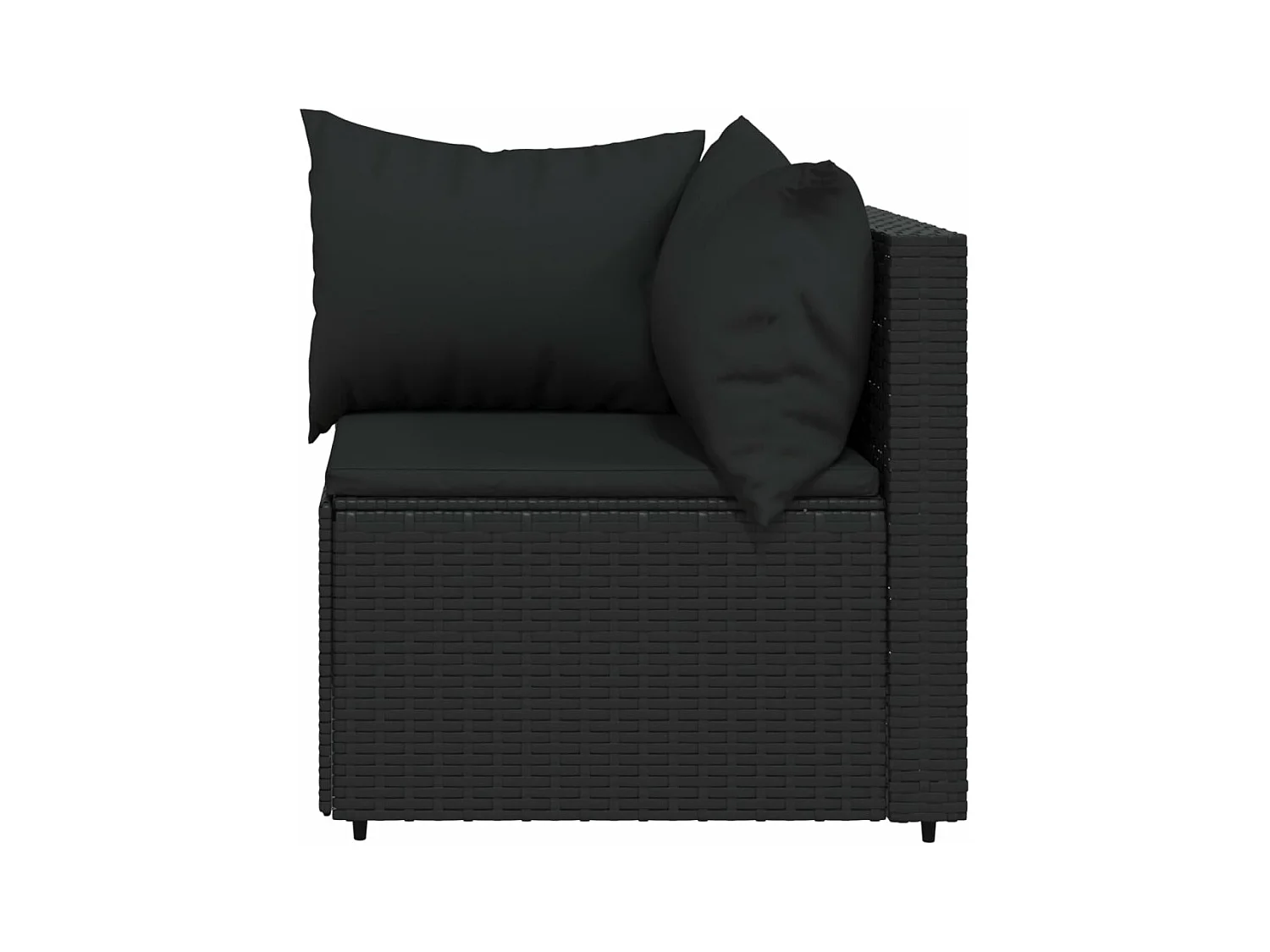 Salon de jardin 3 pcs avec coussins Noir Résine tressée