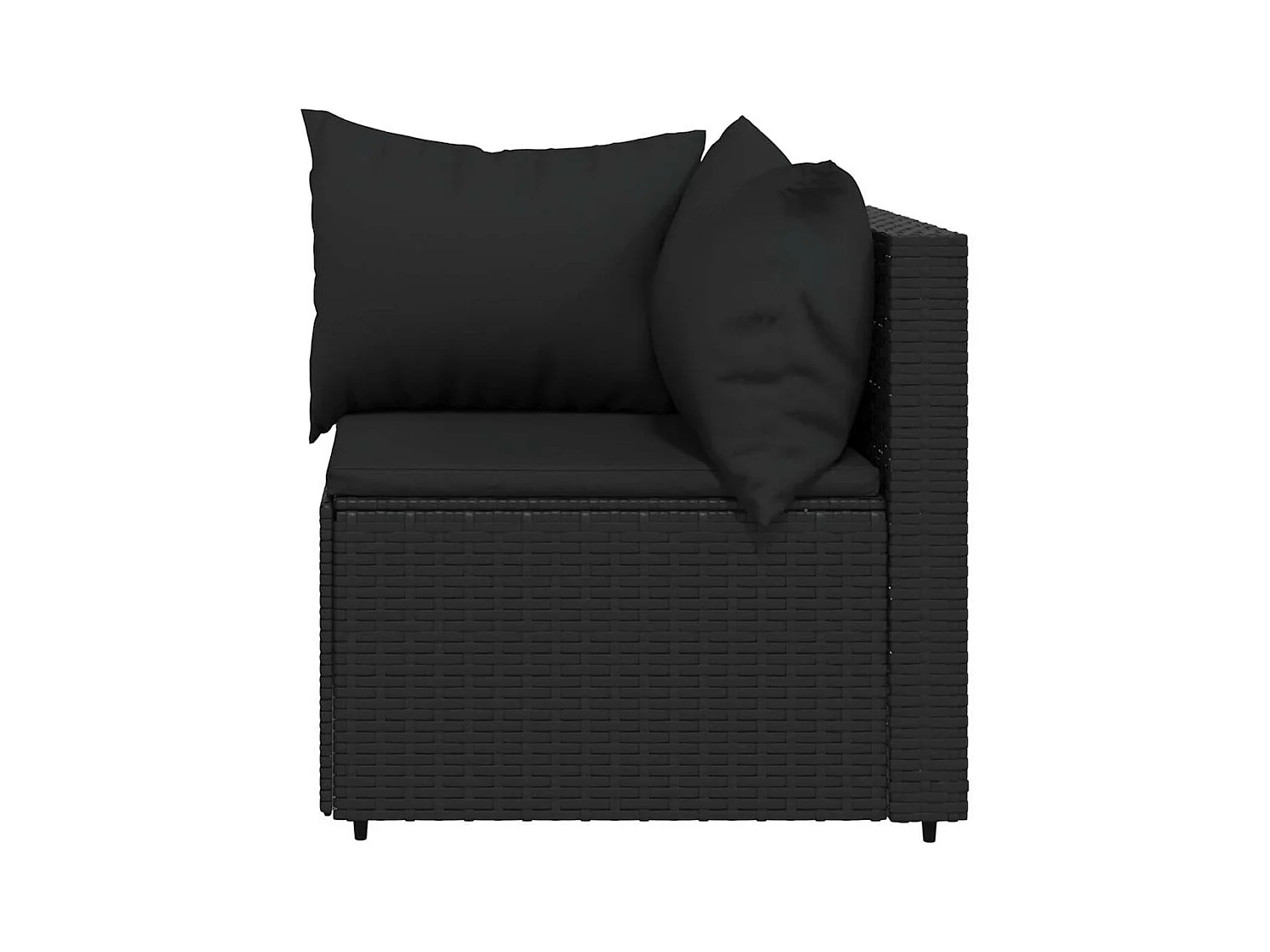 Salon de jardin 3 pcs avec coussins Noir Résine tressée