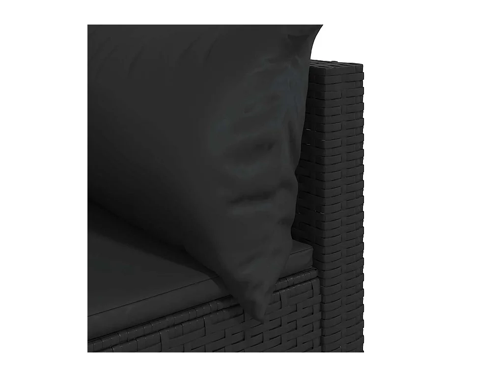 Salon de jardin 3 pcs avec coussins Noir Résine tressée
