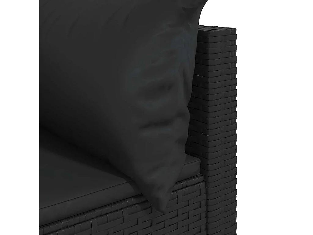 3-tlg. Garten-Lounge-Set mit Kissen Schwarz Poly Rattan