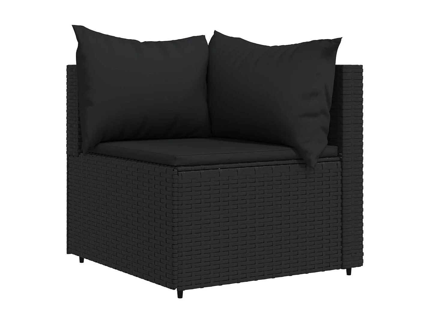Salon de jardin 3 pcs avec coussins Noir Résine tressée
