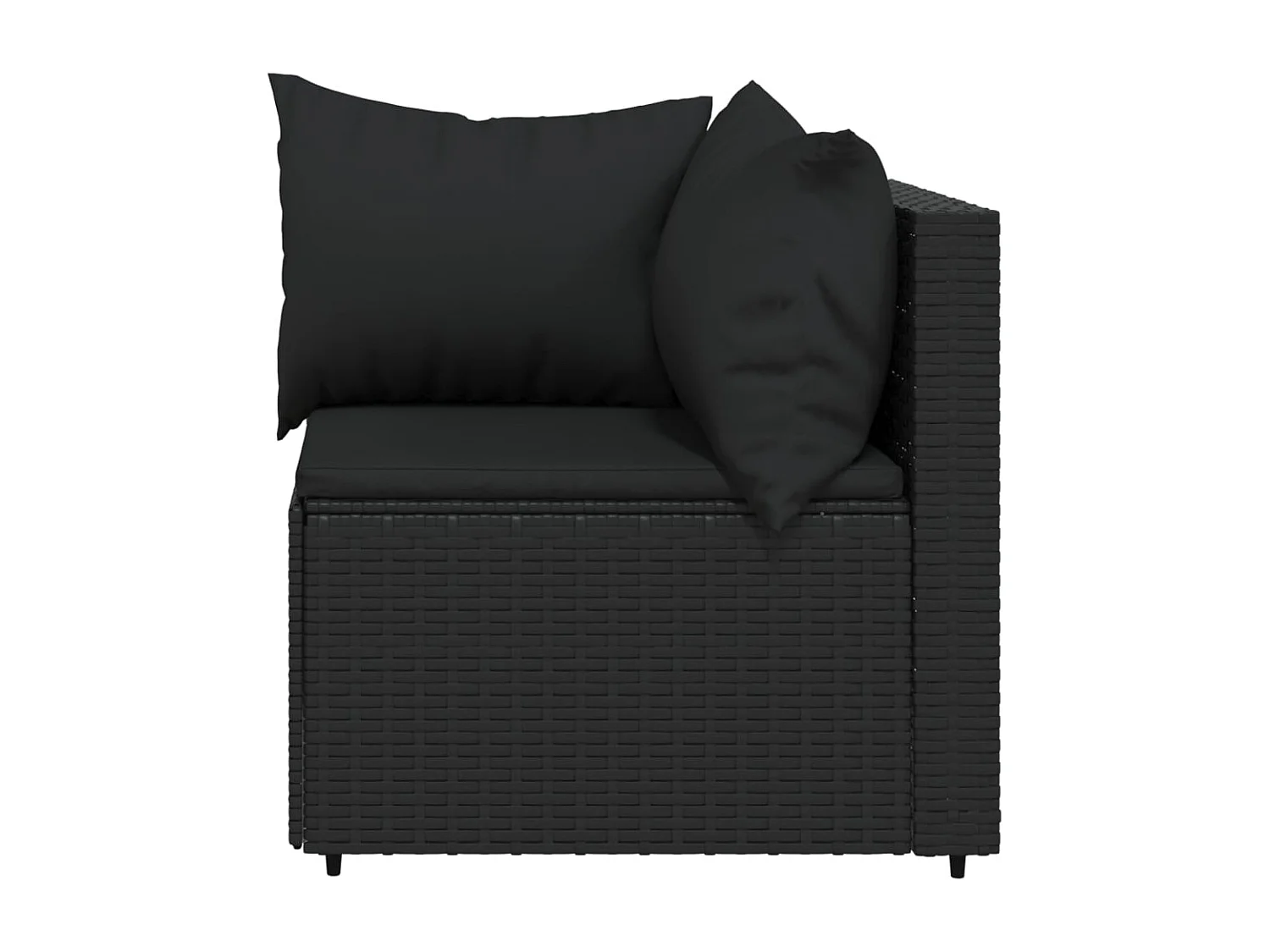 Salon de jardin 3 pcs avec coussins Noir Résine tressée