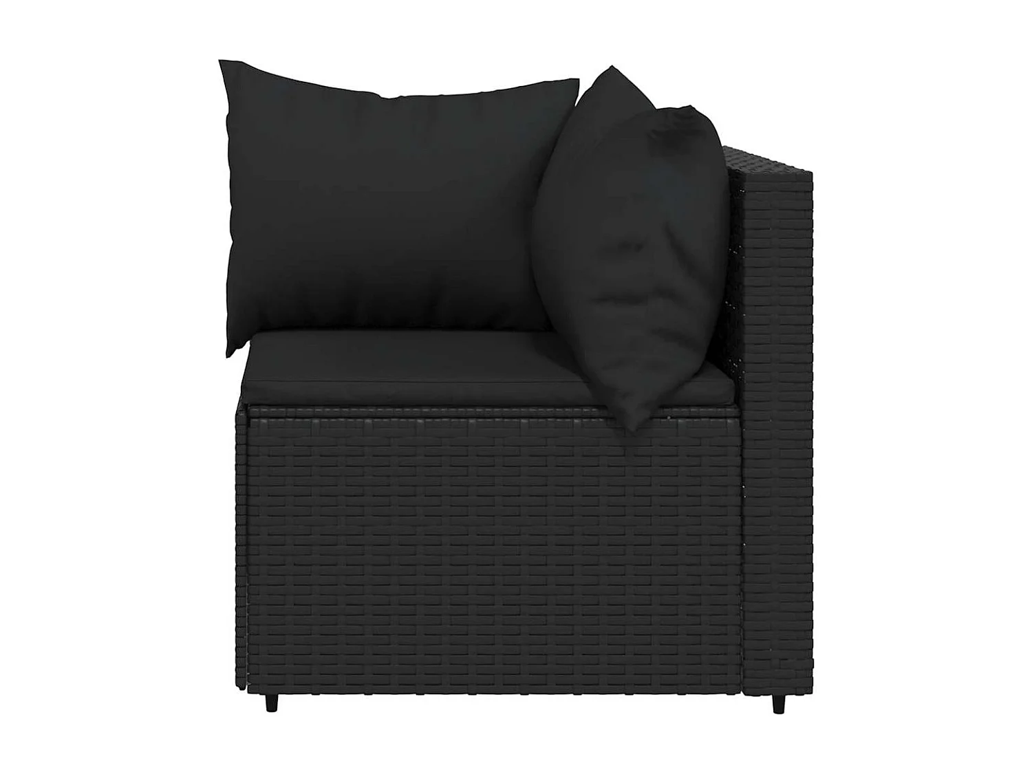 Salon de jardin 3 pcs avec coussins Noir Résine tressée