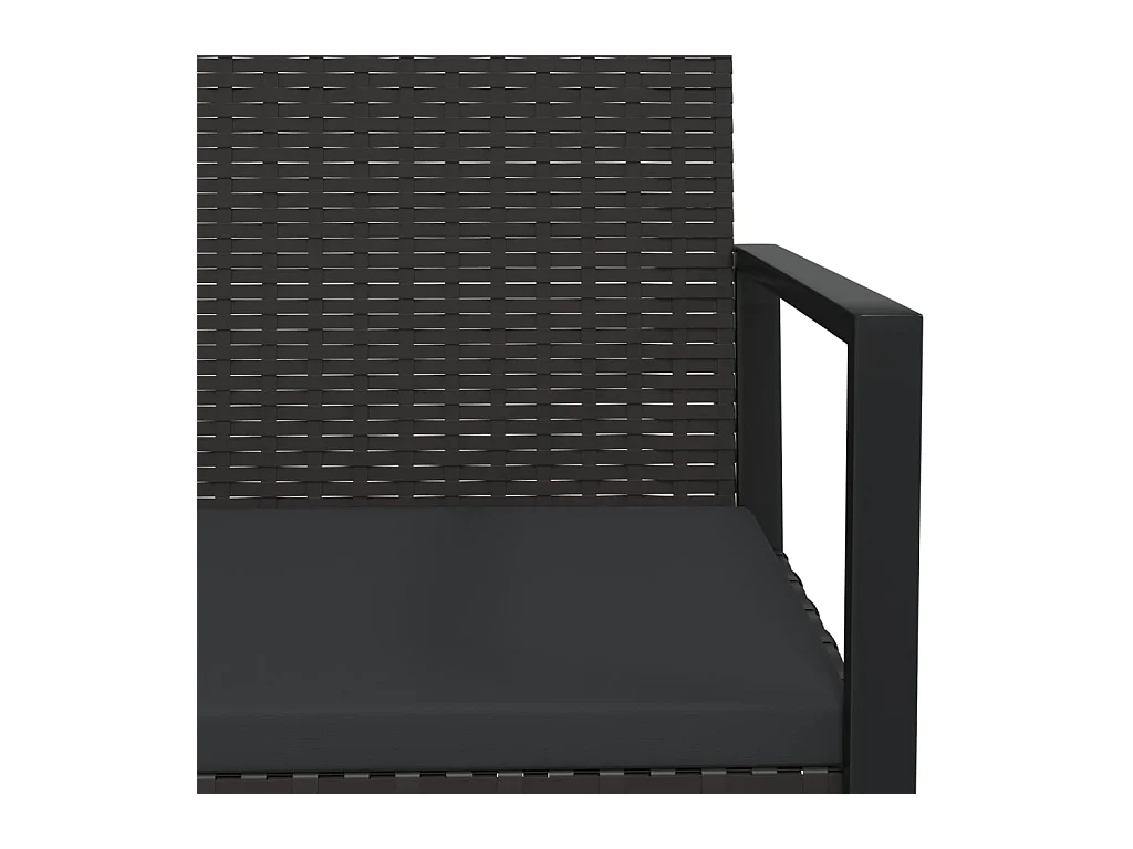 3-delige Loungeset met kussens poly rattan zwart